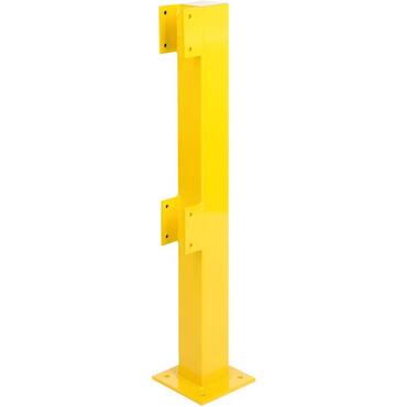 End post for safety railing for interior use, yellow colour RAL 1023
